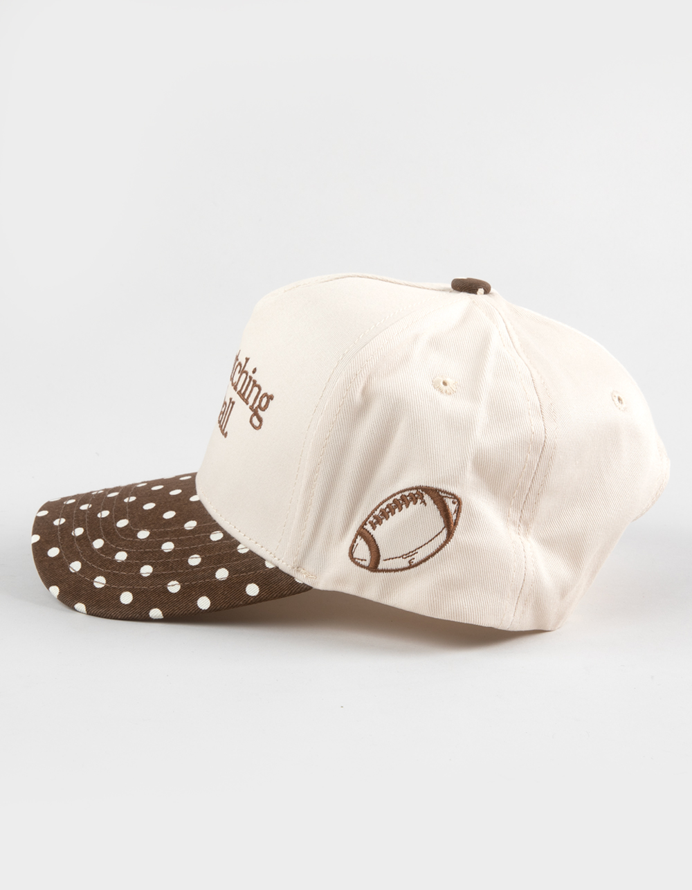 KENZ KUSTOMZ He's Watching Football Womens Snapback Hat - white brown