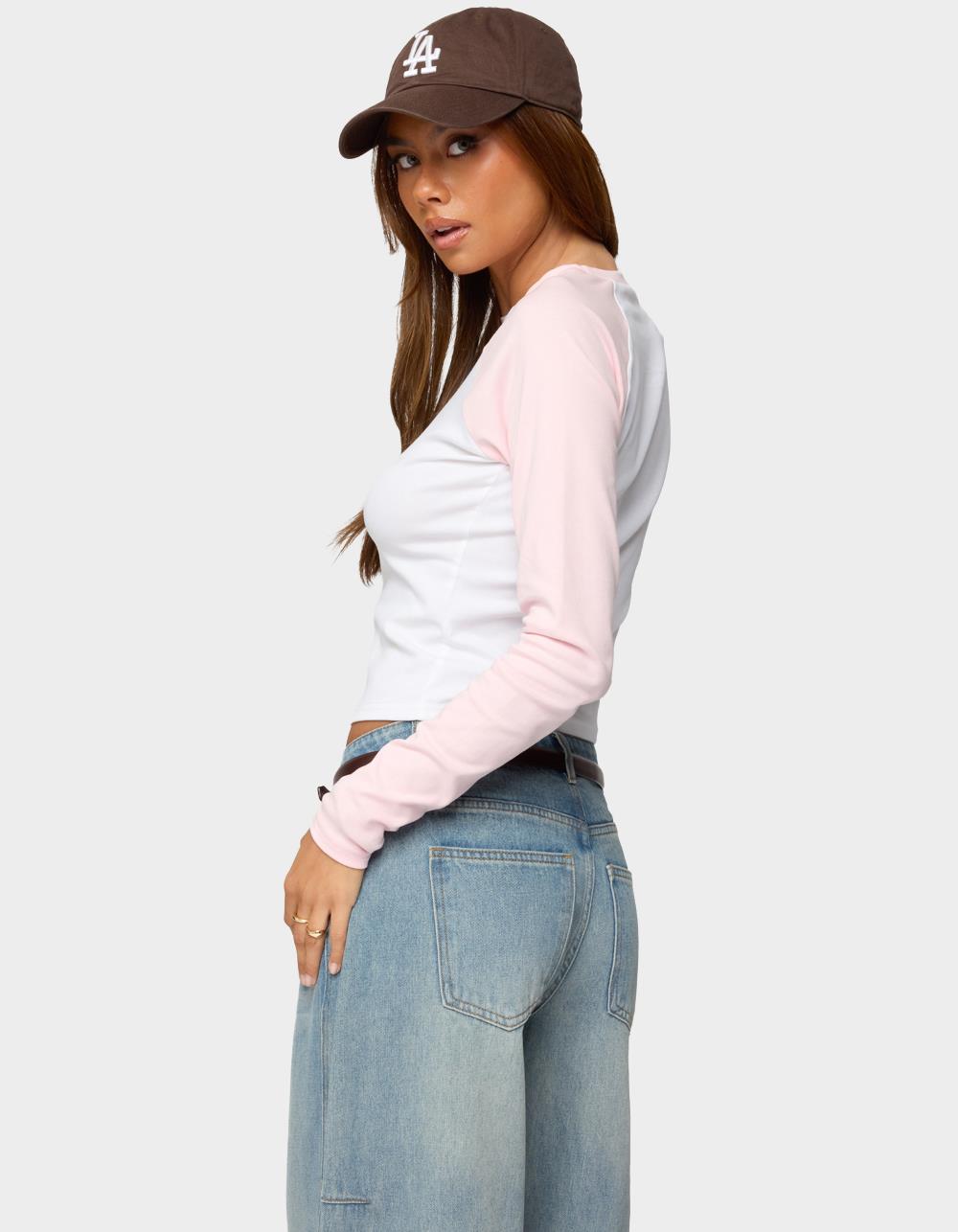 EDIKTED Raya Long Sleeve Tee - PINK