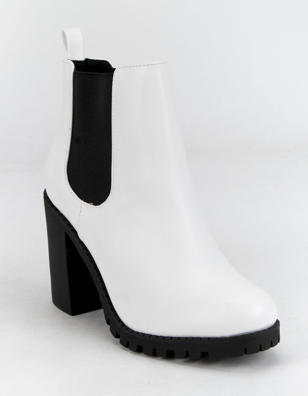 SODA Lug Sole Double Gore Womens White Ankle Boots - WHITE | Tillys