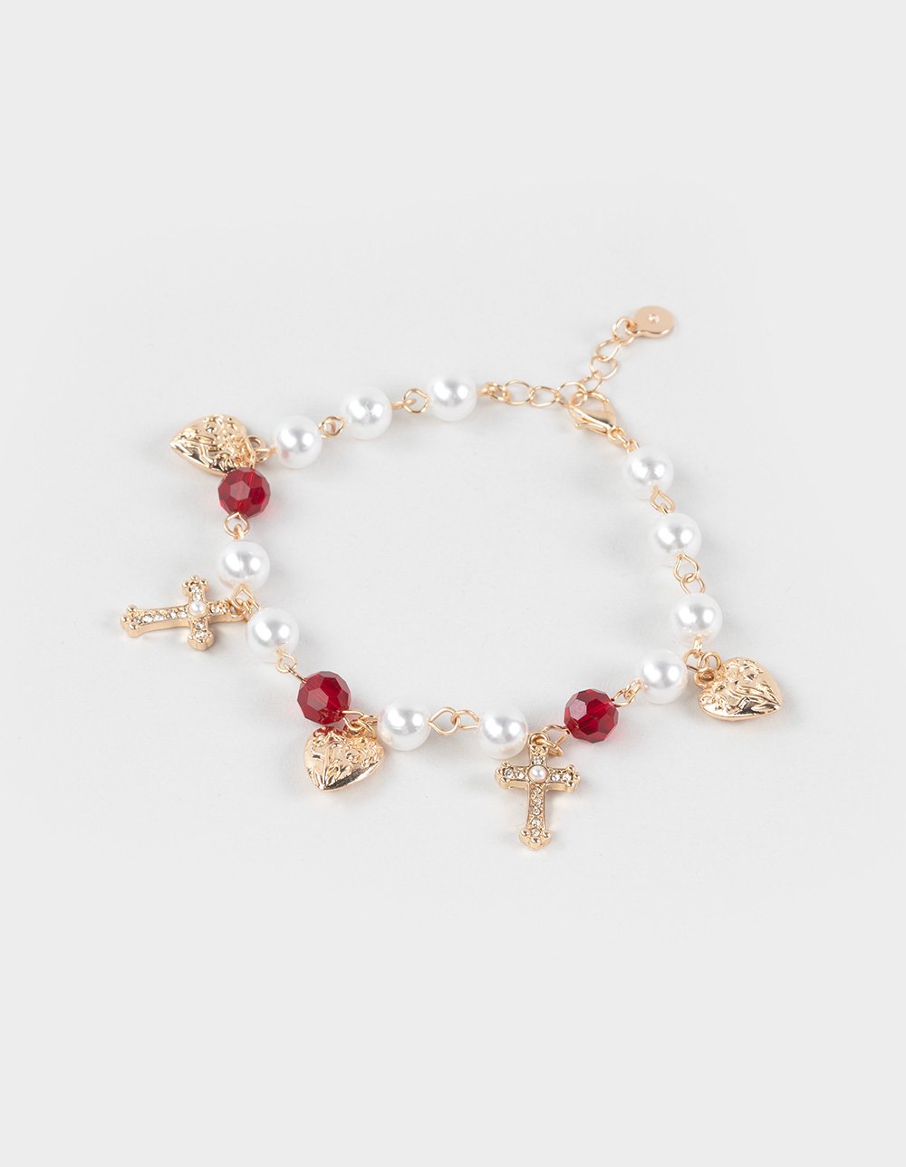FULL TILT Cross/Pearl Charm Bracelet - GOLD
