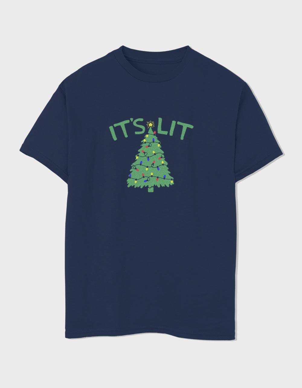 TREE It's Lit Unisex Kids Tee - NAVY