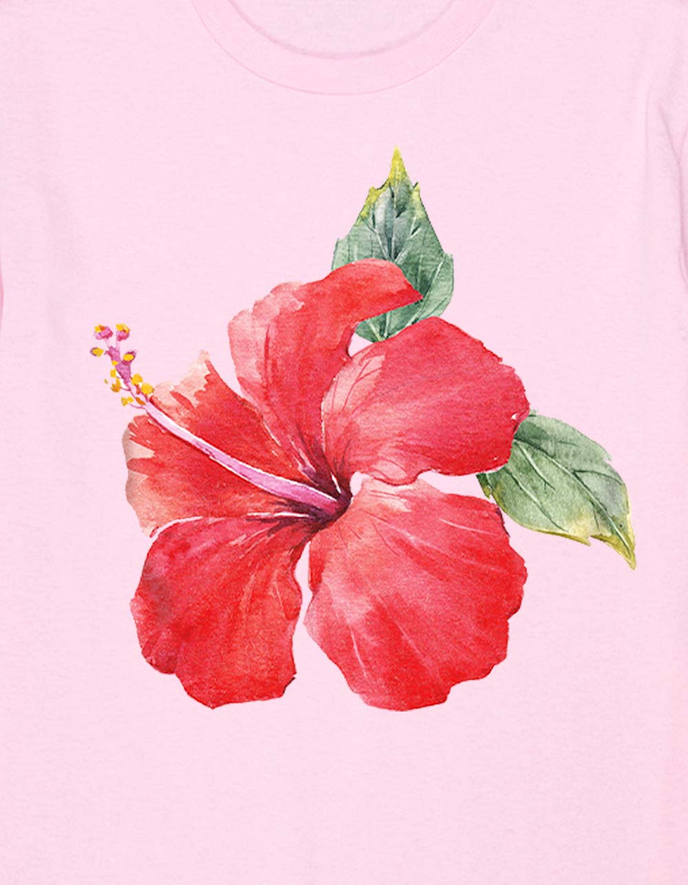 HIBISCUS Painting Unisex Kids Tee - LIGHT PINK