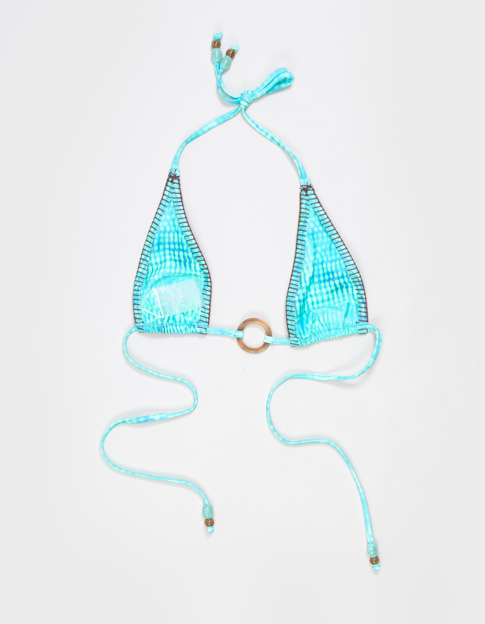 KULANI KINIS Summer Seas High Triangle Bikini Top - BLUE COMBO