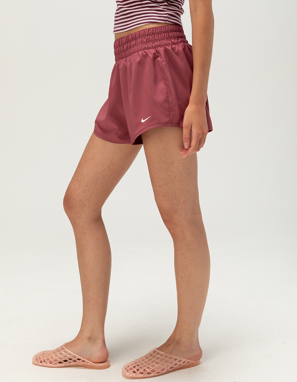 NIKE One Dri-FIT Womens 3" Mid Rise Shorts - FADED BURGUNDY