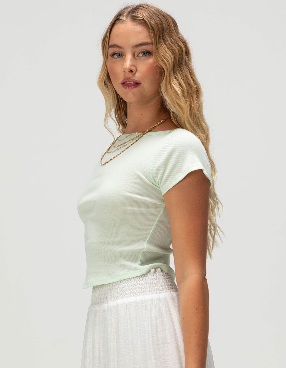 BOZZOLO Womens Boat Neck Tee - MINT