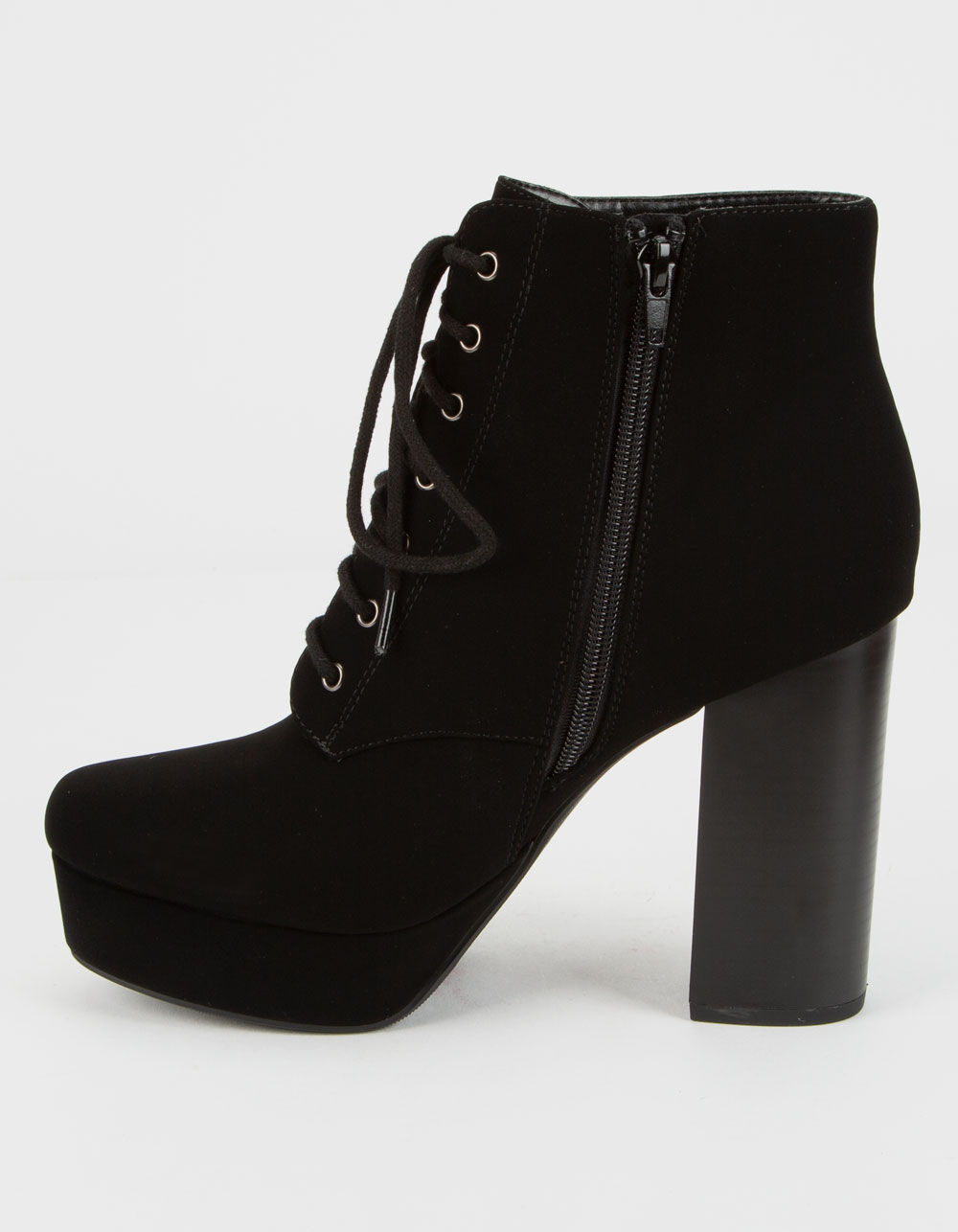 DELICIOUS Lace-Up High Stack Womens Booties image number 2