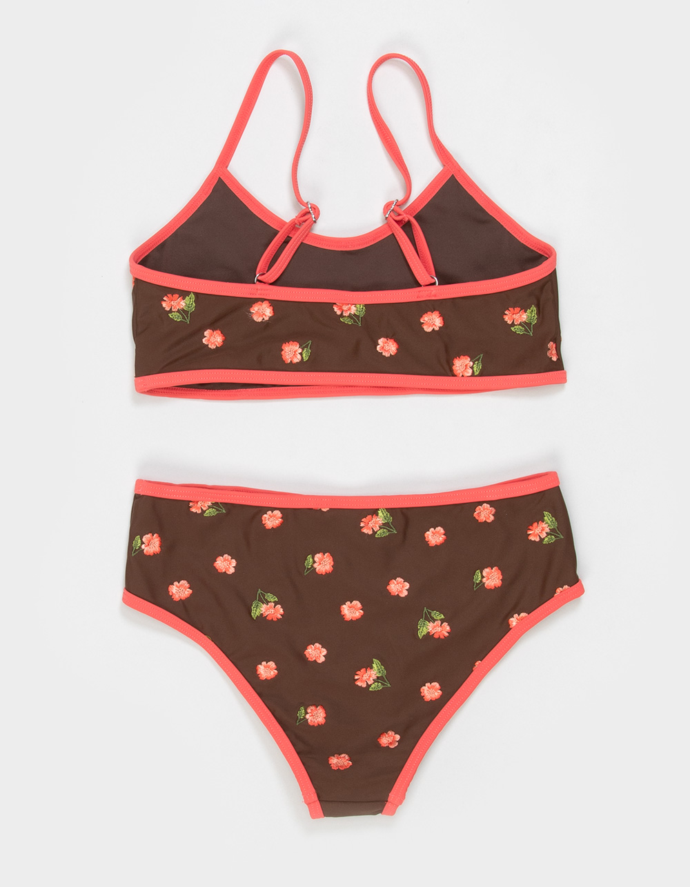 DAMSEL Lenn Embroidered Girls Bralette Bikini Set - BROWN