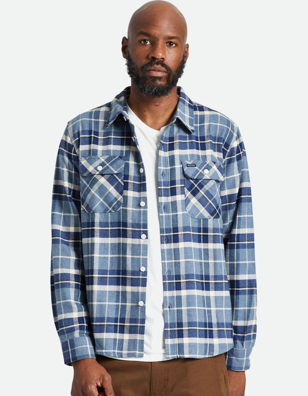 BRIXTON Bowery Mens Flannel - BLUE/WHT | Tillys