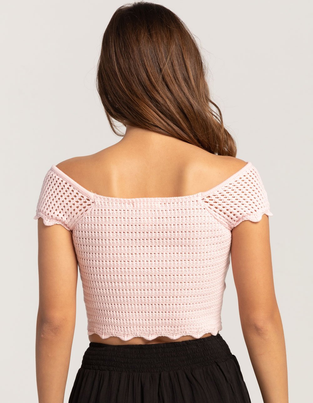 FULL TILT Open Knit Button Front Womens Sweater