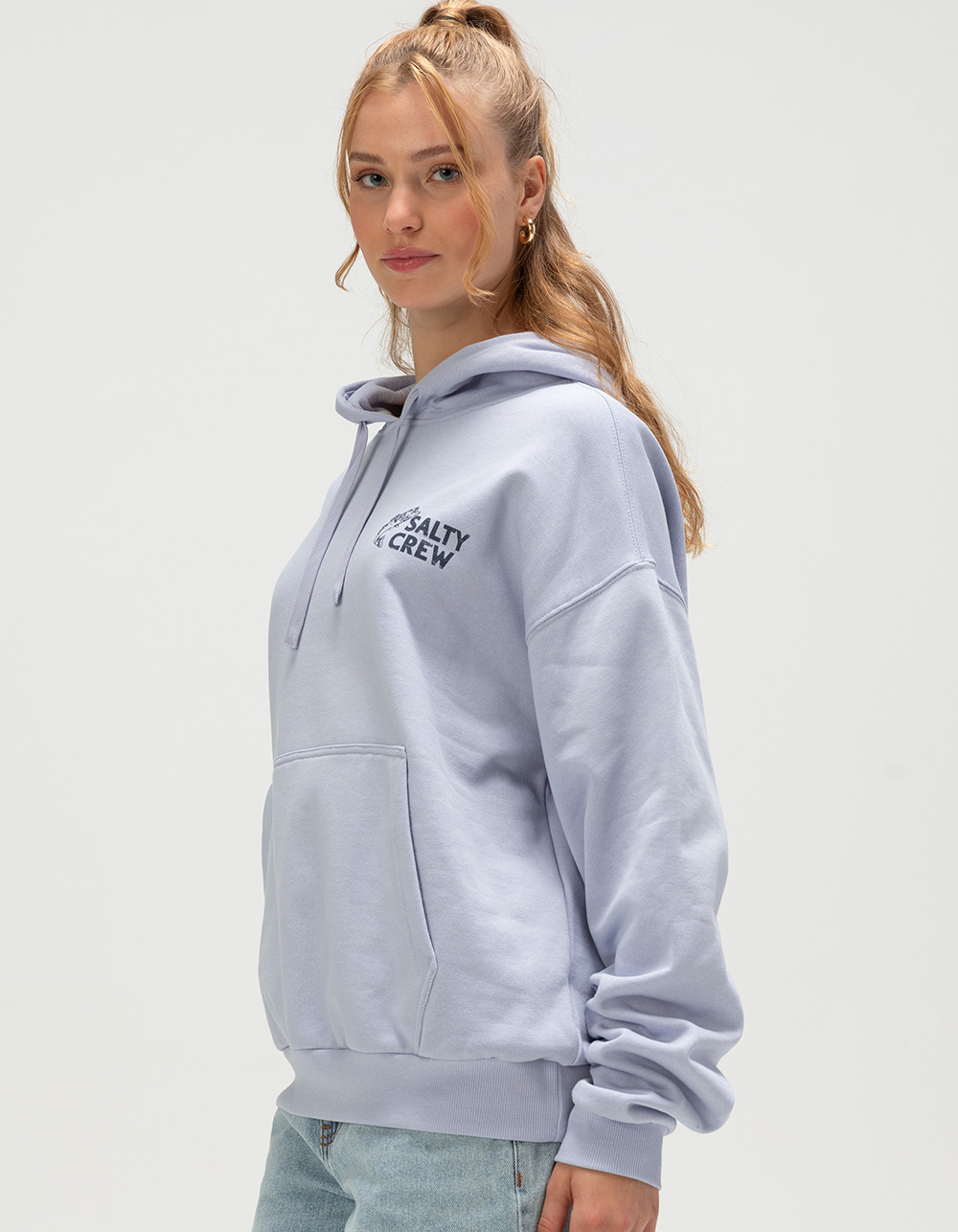 SALTY CREW Bait Shop Womens Hoodie - LIGHT BLUE