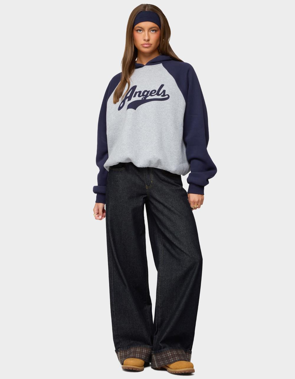 EDIKTED Angels Raglan Oversized Hoodie - GRAY