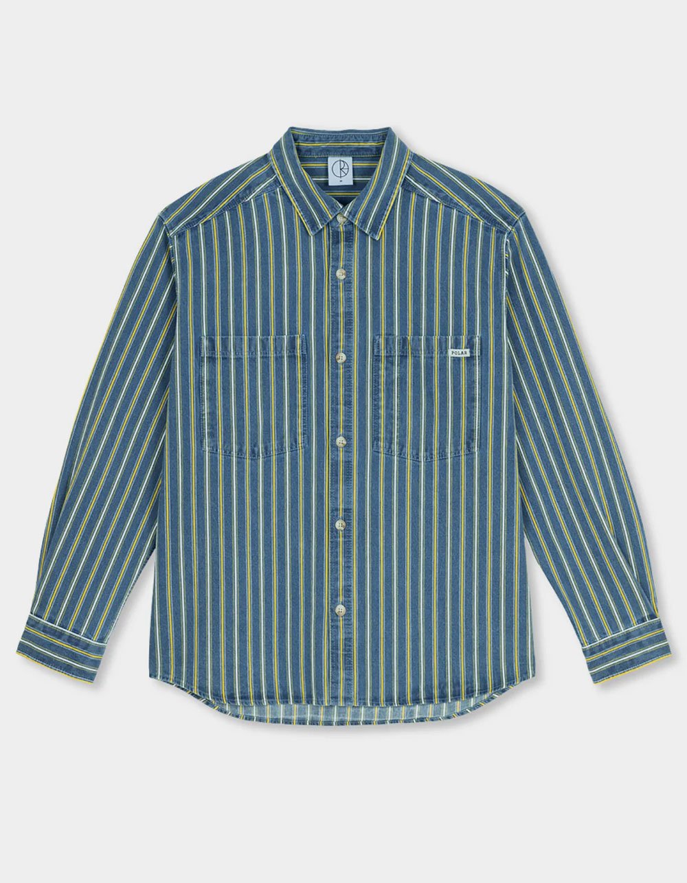 POLAR SKATE CO. Mike Mens Long Sleeve Denim Shirt - BLUE COMBO