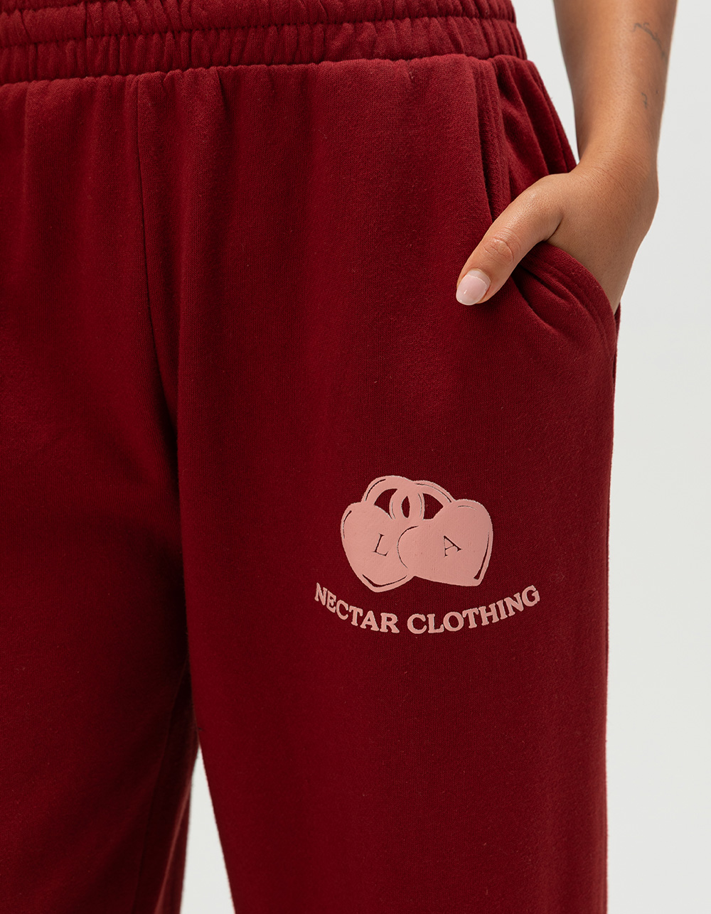 NECTAR CLOTHING California Womens Wide Leg Sweatpants - BURGUNDY