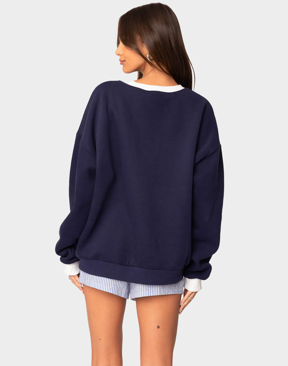 EDIKTED France Oversized Sweatshirt - NAVY