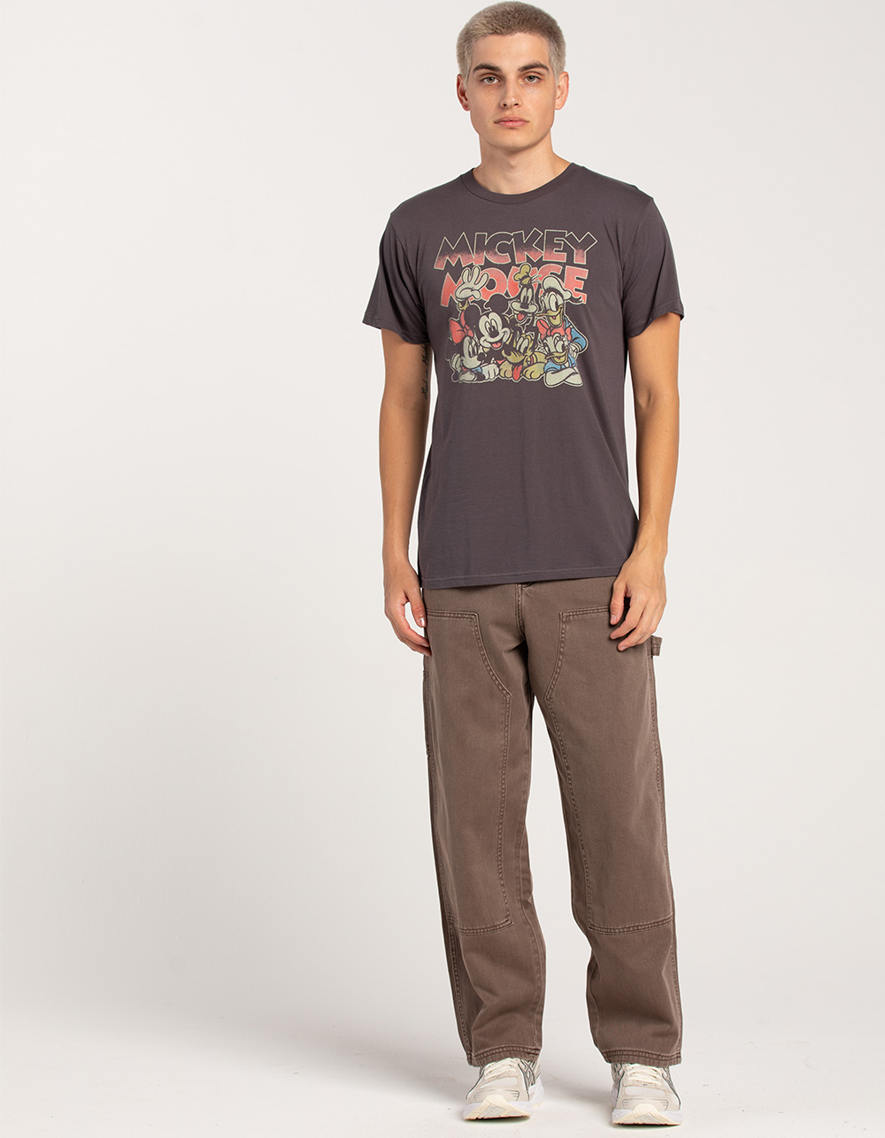 DISNEY Vintage Mickey Crew Unisex Tee - CHARCOAL