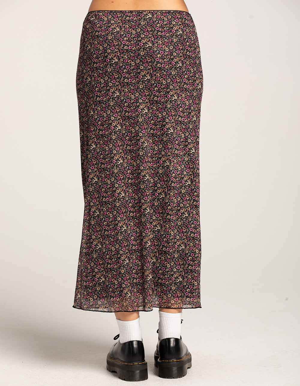 RSQ Womens Low Rise Mesh Maxi Skirt - BLACK COMBO