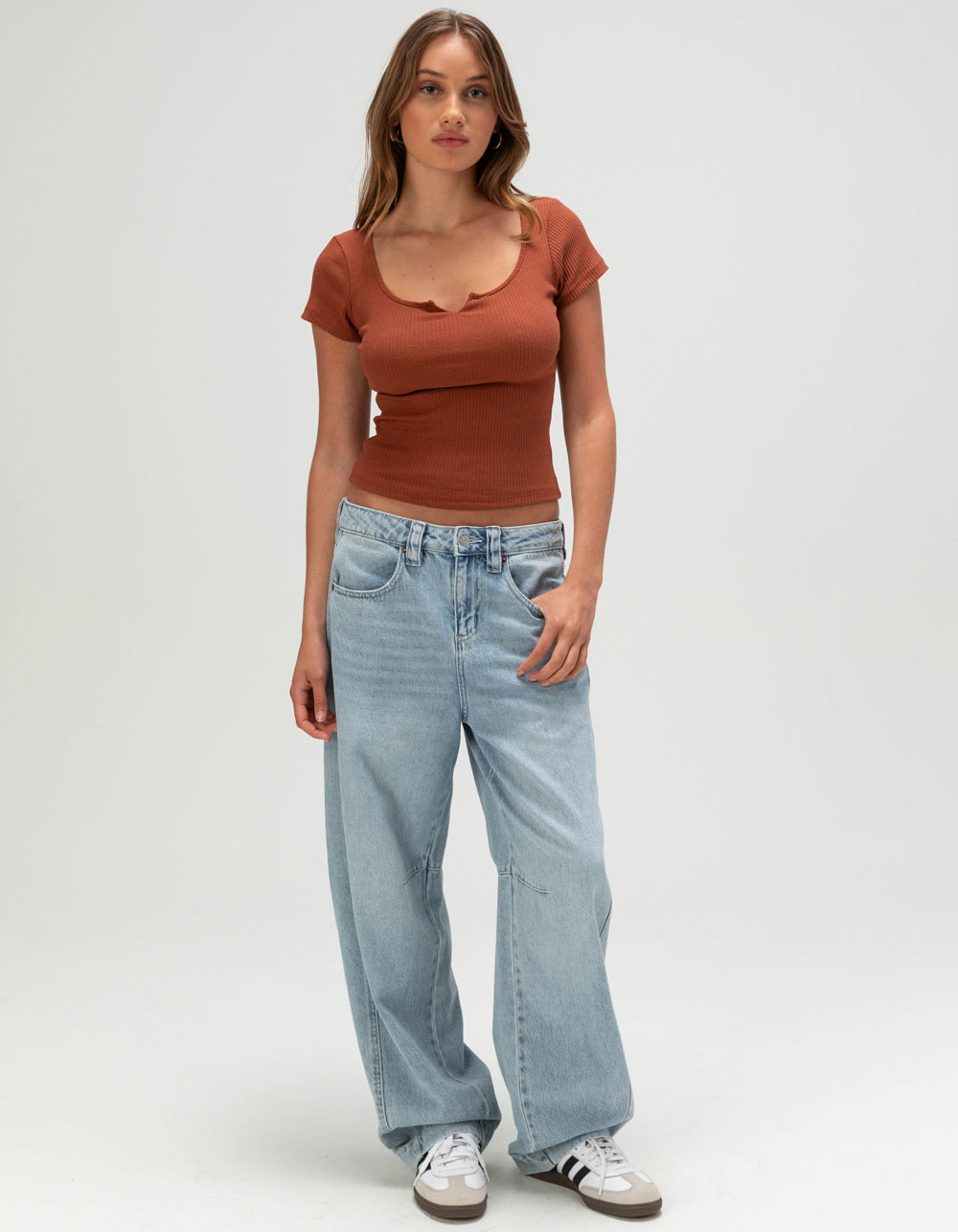 HEART & HIPS Notch Neck Womens Tee
