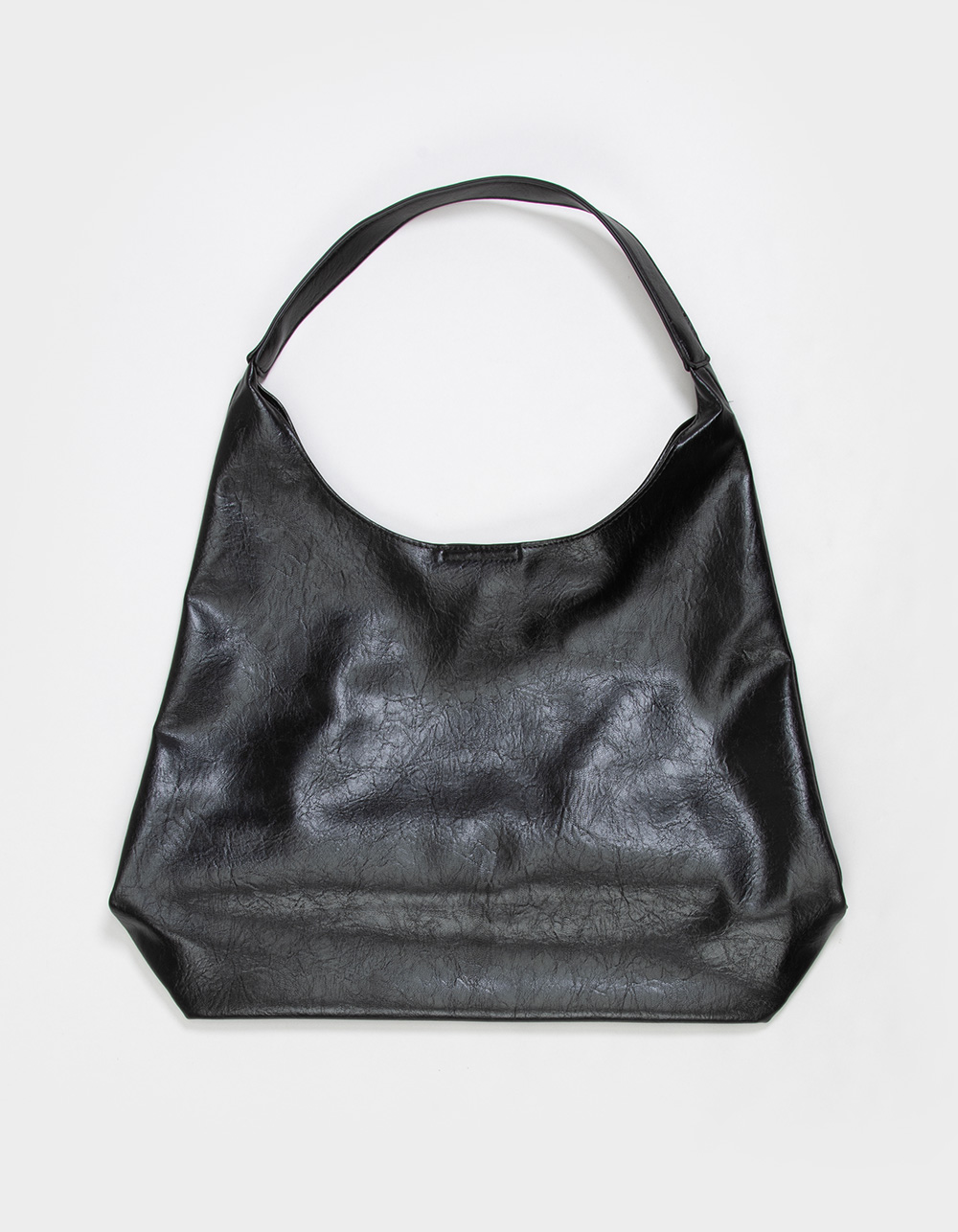 Amy Faux Leather Slouchy Bag - BLACK
