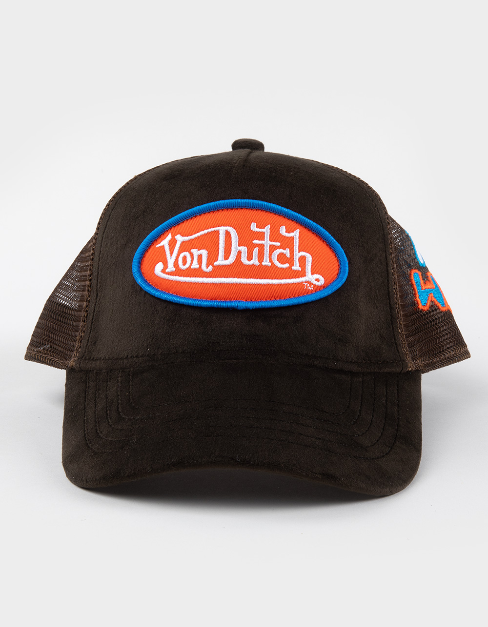 VON DUTCH Hollywood Velvet Trucker Hat - BROWN