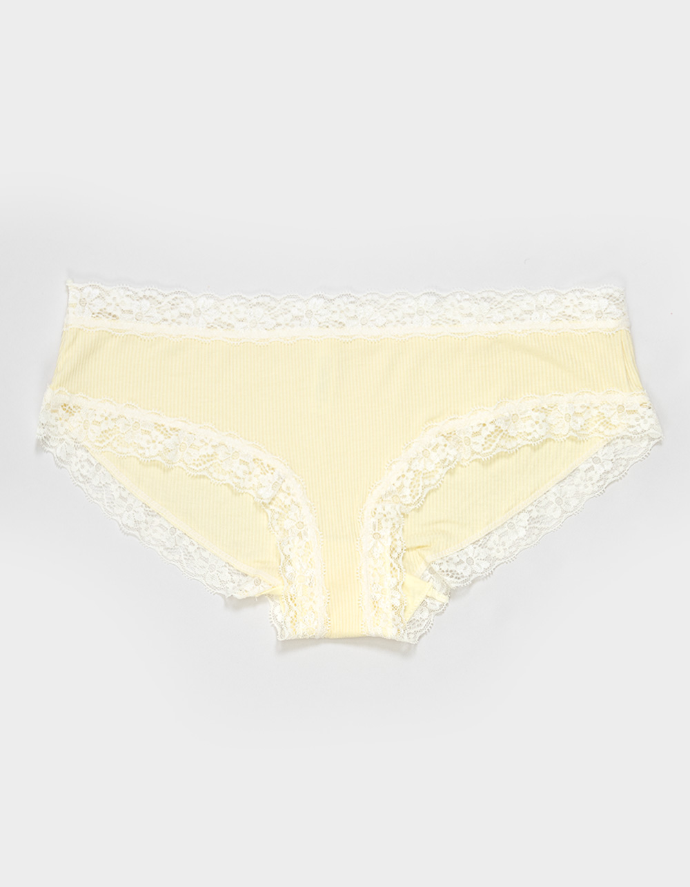 FULL TILT Rib Lace Trim Cheeky Panties - YELLOW