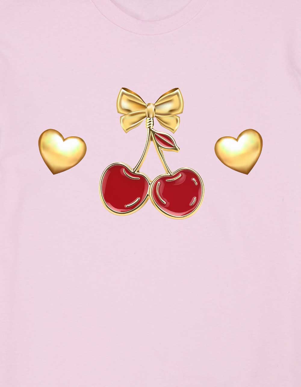 CHERRIES Gold Charms Unisex Tee - LIGHT PINK