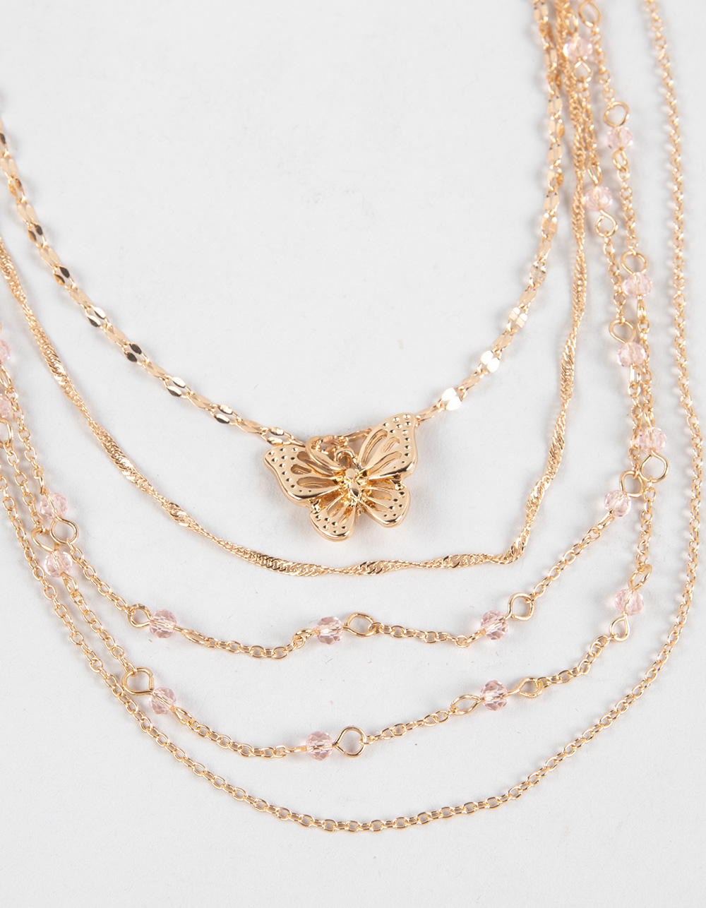 FULL TILT Multi Chain With Stones Layered Necklace - GOLD
