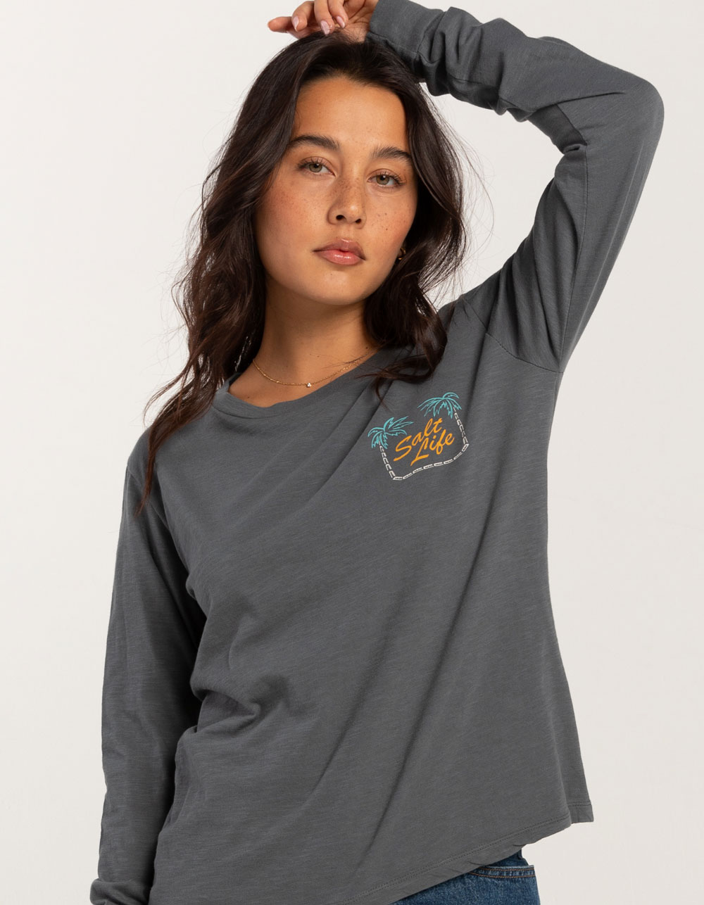 SALT LIFE Palm Cove Womens Long Sleeve Tee STORM BLUE Tillys