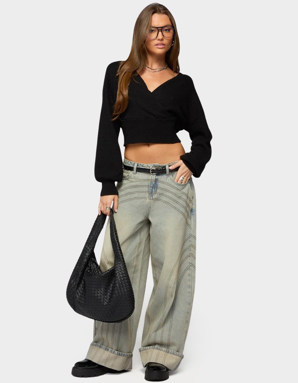 EDIKTED Cuffed Low Rise Baggy Jeans
