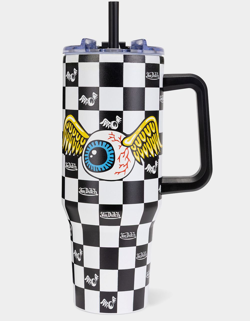 VON DUTCH 40oz Vision Board Double Walled Insulated Stainless Steel Tumbler - CHECKER