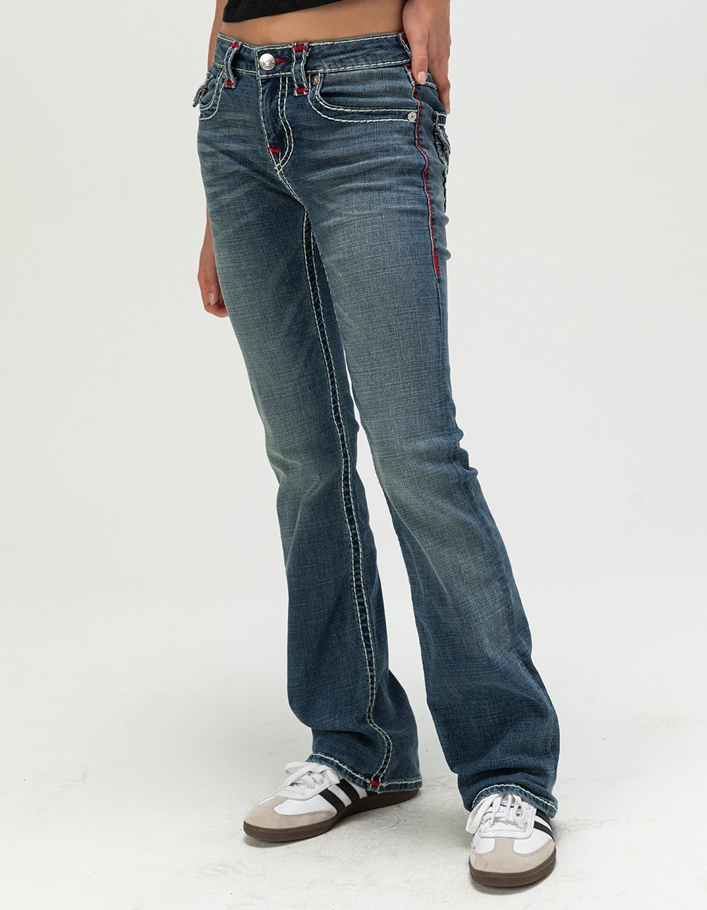 TRUE RELIGION Becca Mid Rise Super T Womens Bootcut Jeans - Dark Wash