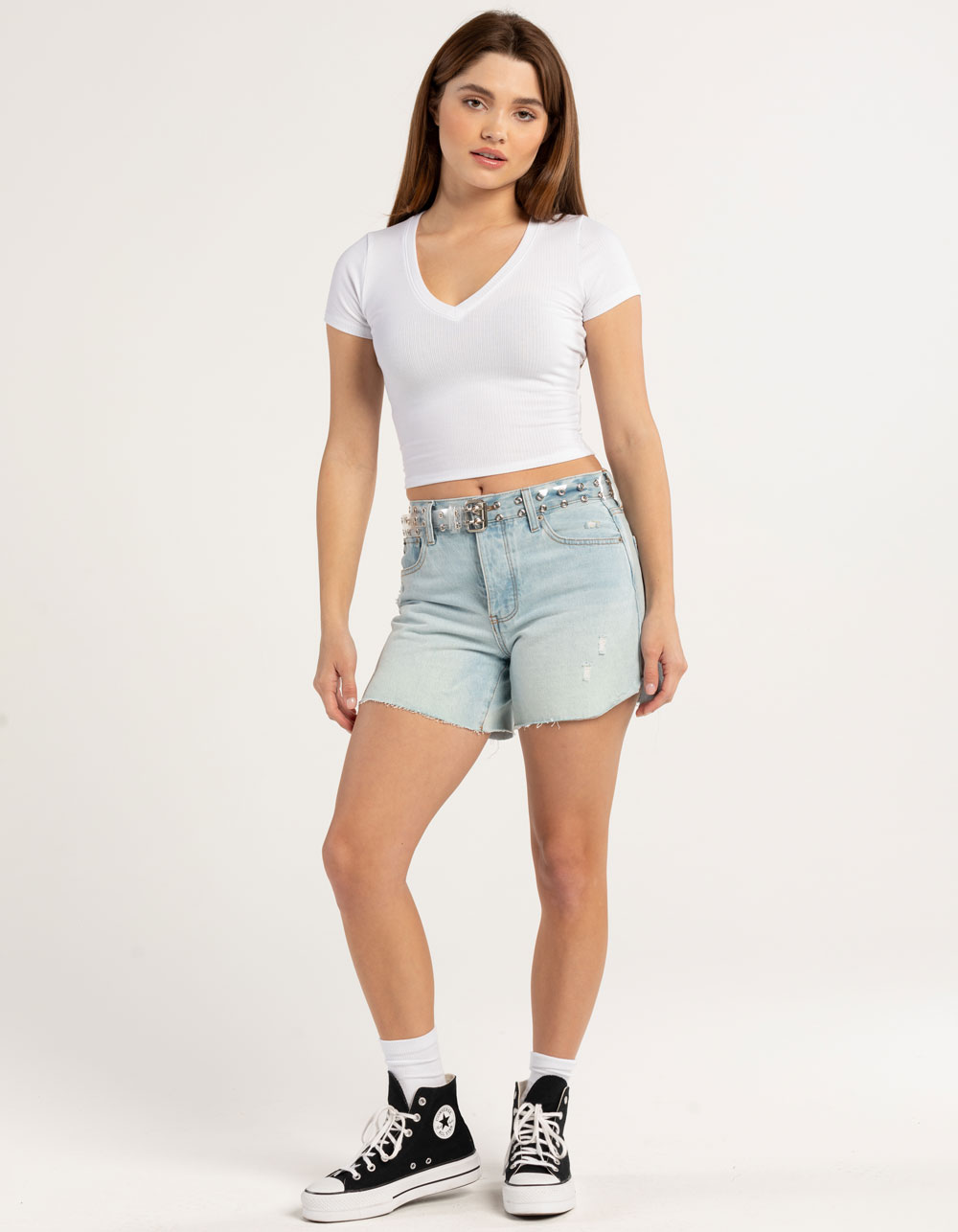 TILLYS VNeck Rib Womens Tee WHITE Tillys