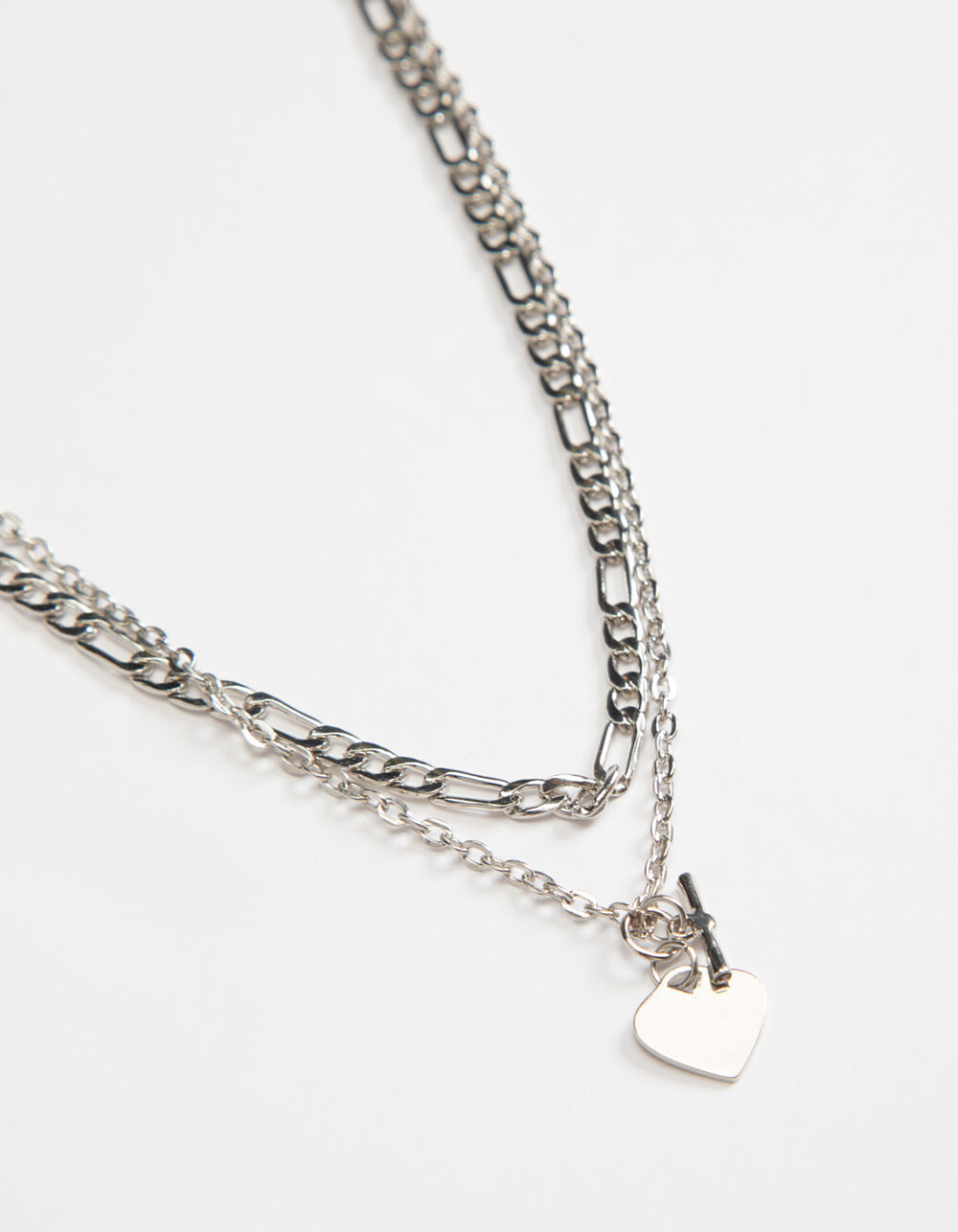 FULL TILT Layered Heart & Toggle Necklace - SILVE - SUSKSN3242