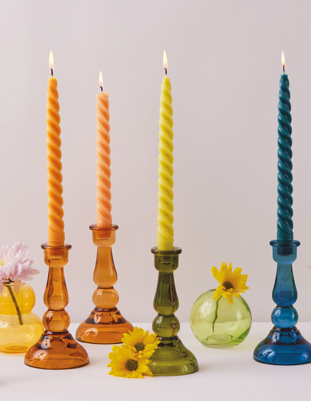 PADDYWAX Colored Glass Taper Candle Holder GREEN Tillys