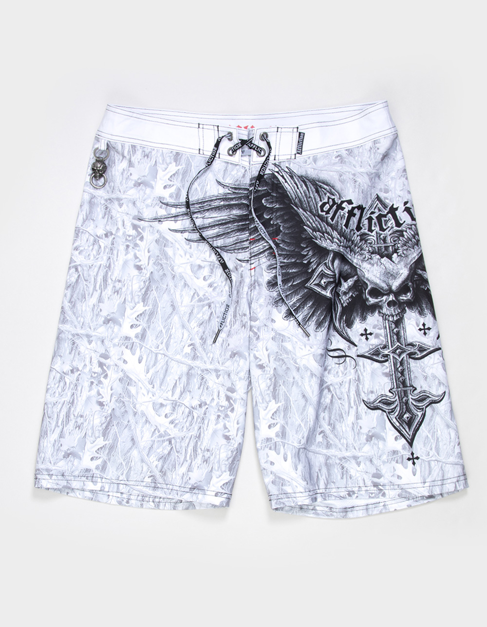 AFFLICTION Death Eyes Mens Boardshorts - WHITE