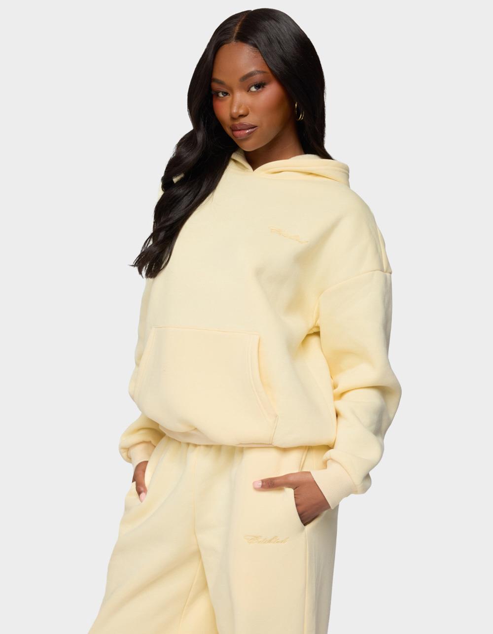 Edikted Basic Girl Oversized Hoodie - YELLOW