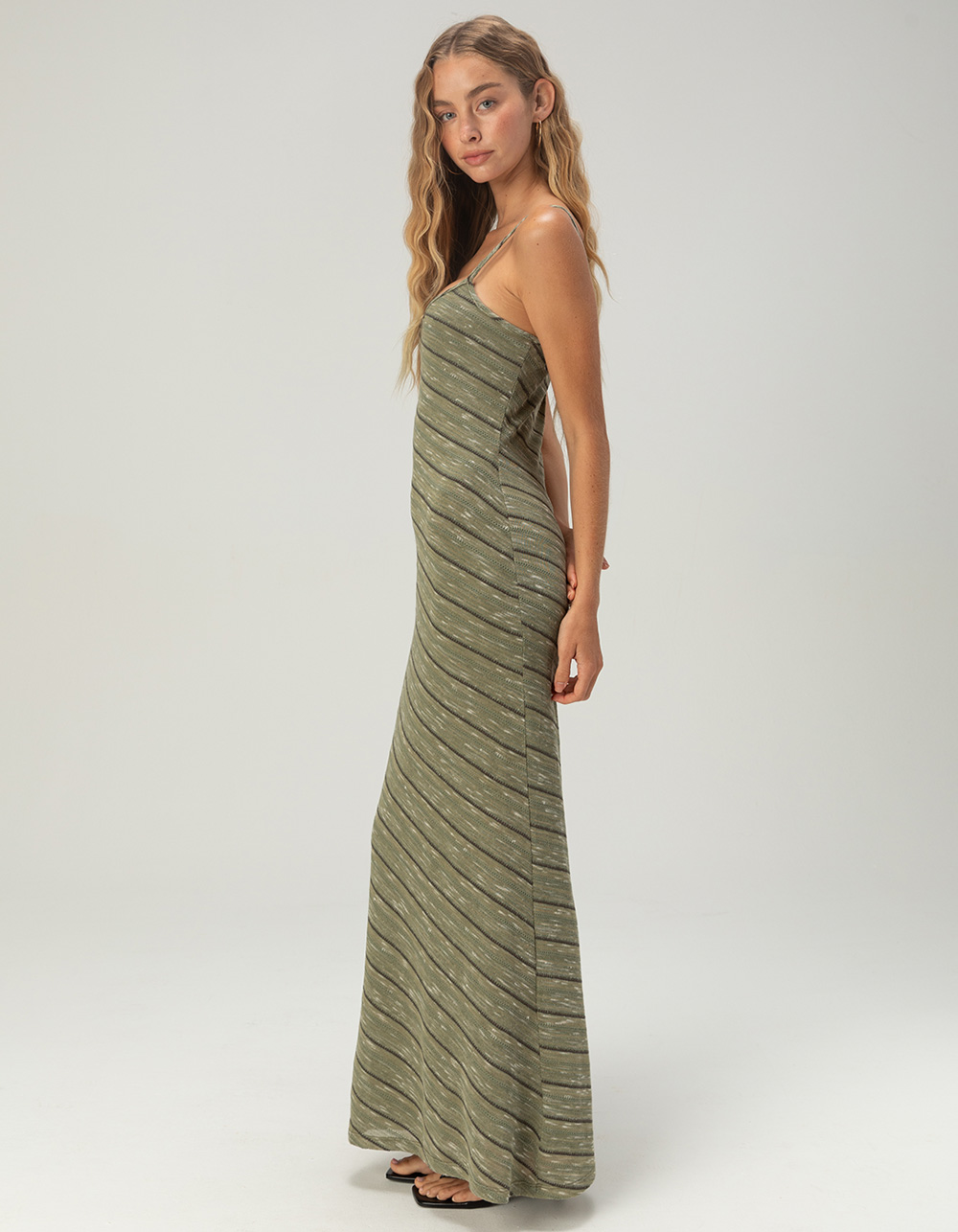 WEST OF MELROSE Womens Stripe Maxi Dress - GREEN COMBO