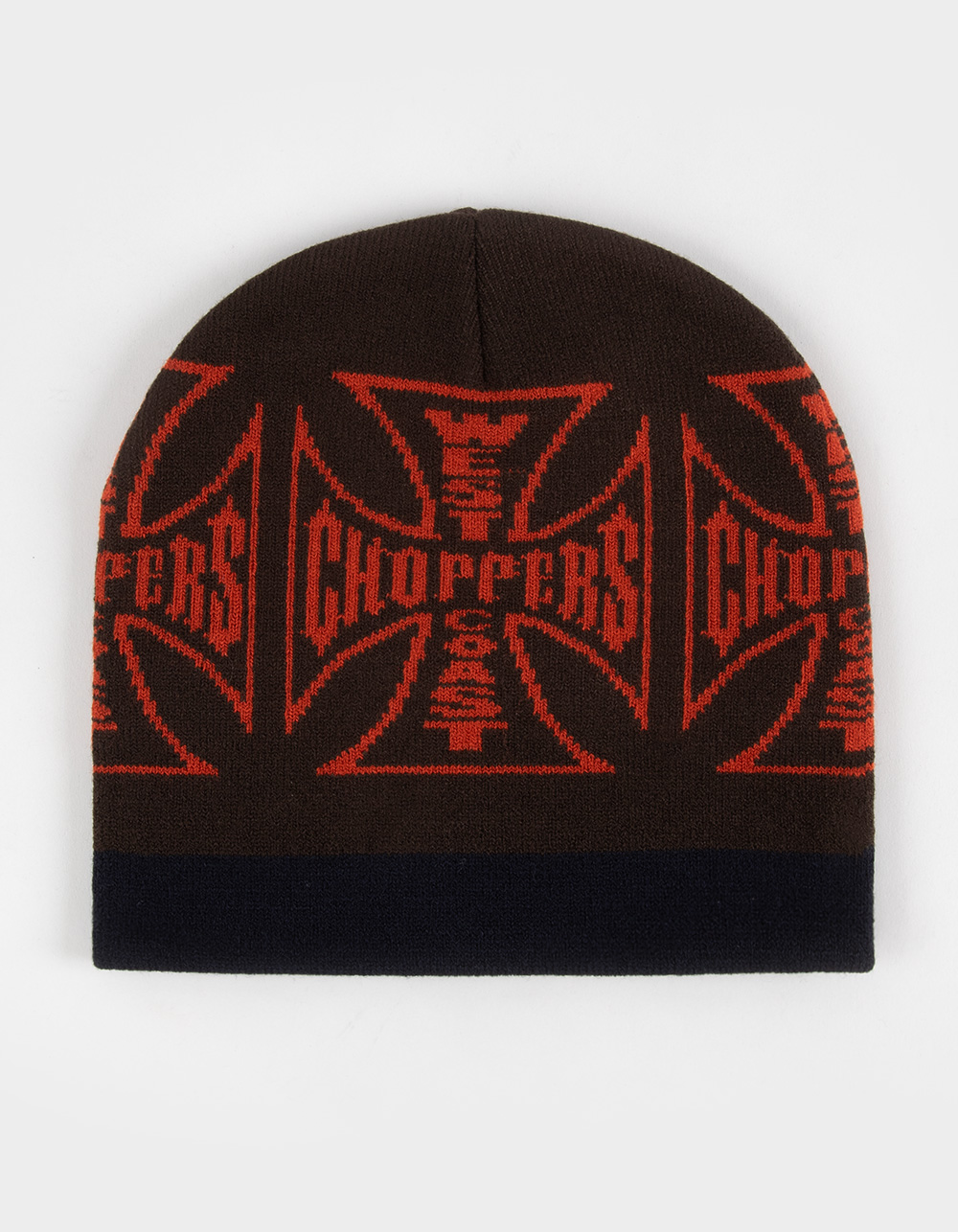 WEST COAST CHOPPERS Stamped Skully Beanie - BROWN