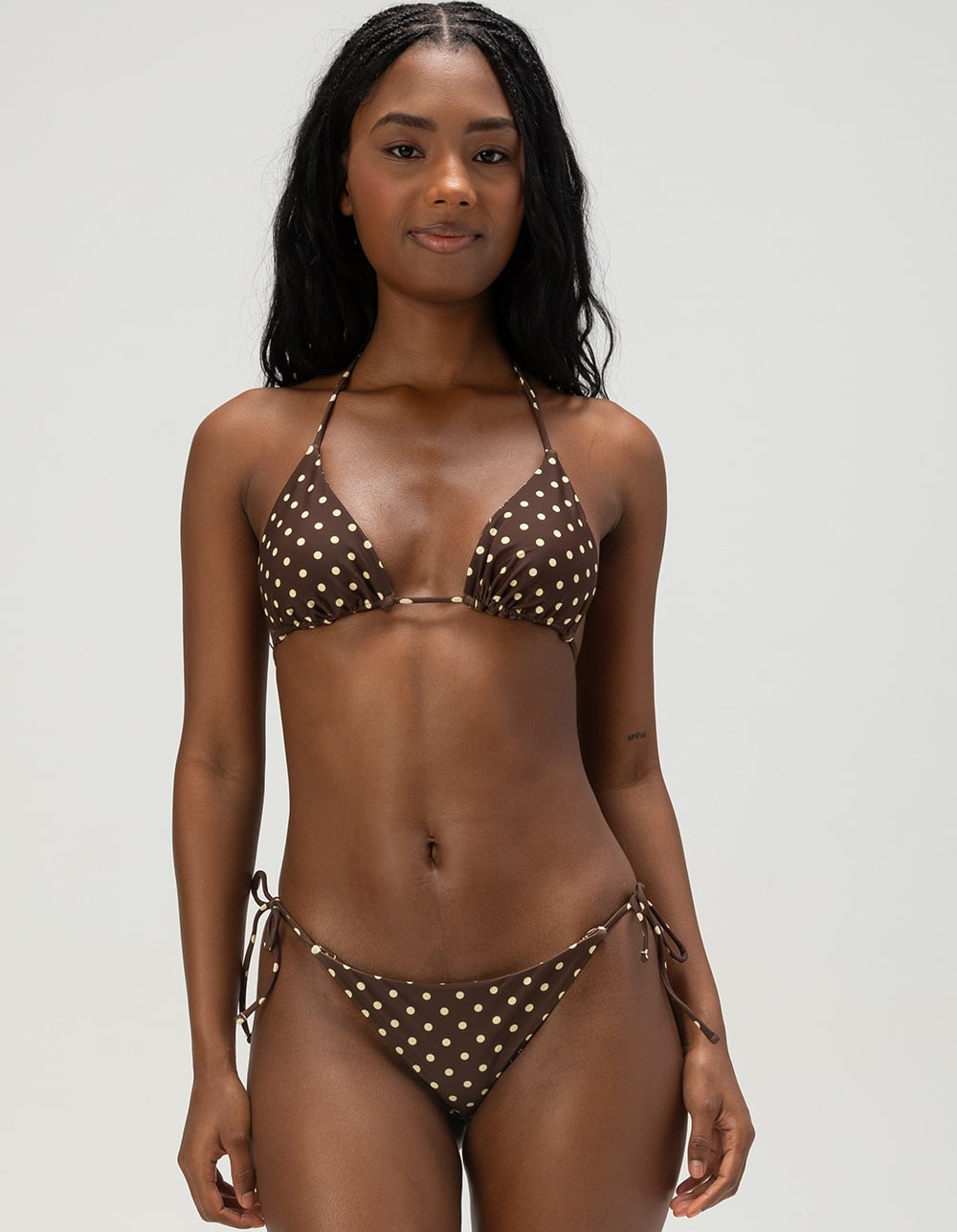 DAMSEL Dot Spur Reversible Tie Side Bikini Bottoms - BROWN