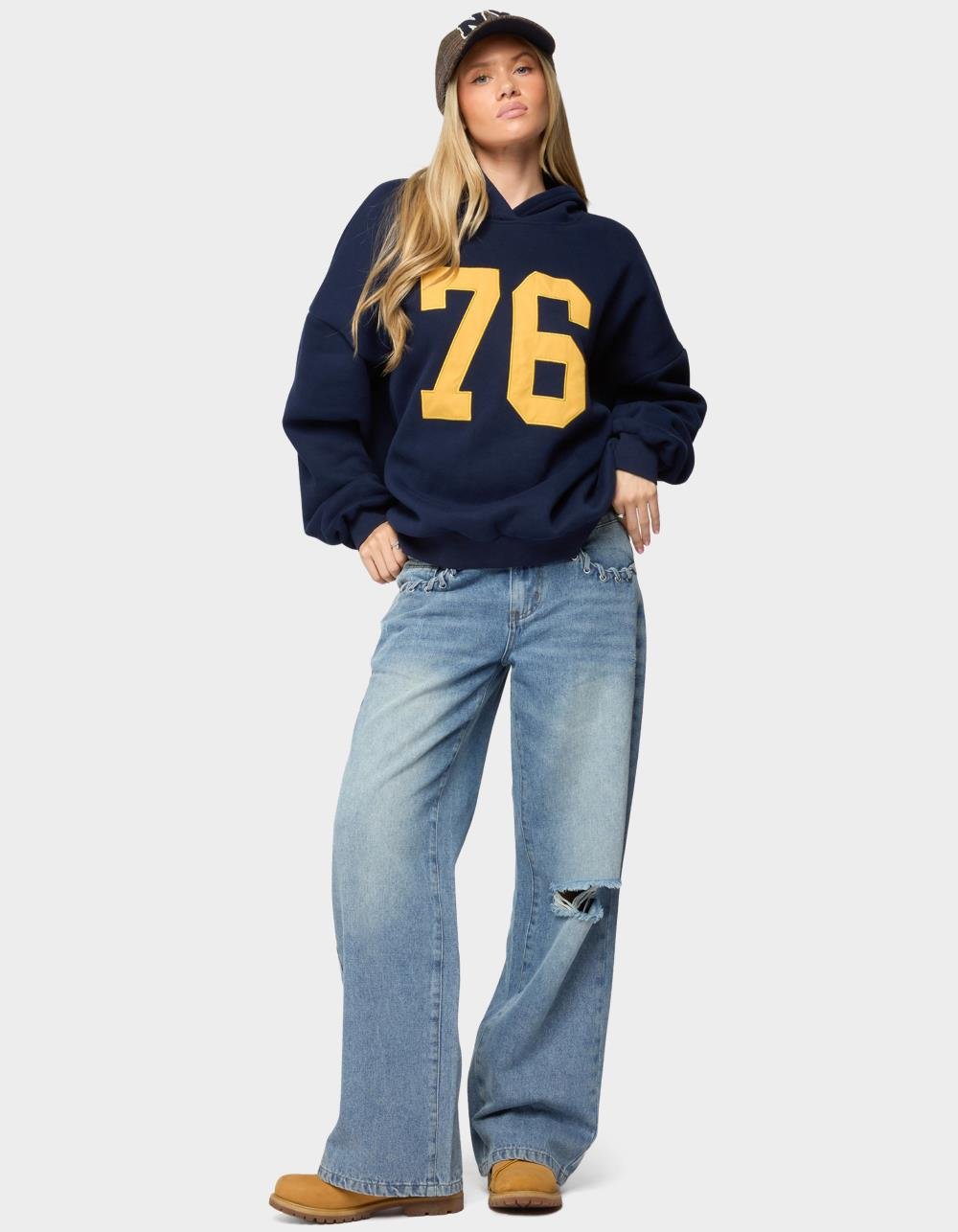 EDIKTED Rhyan 76 Oversized Hoodie - NAVY