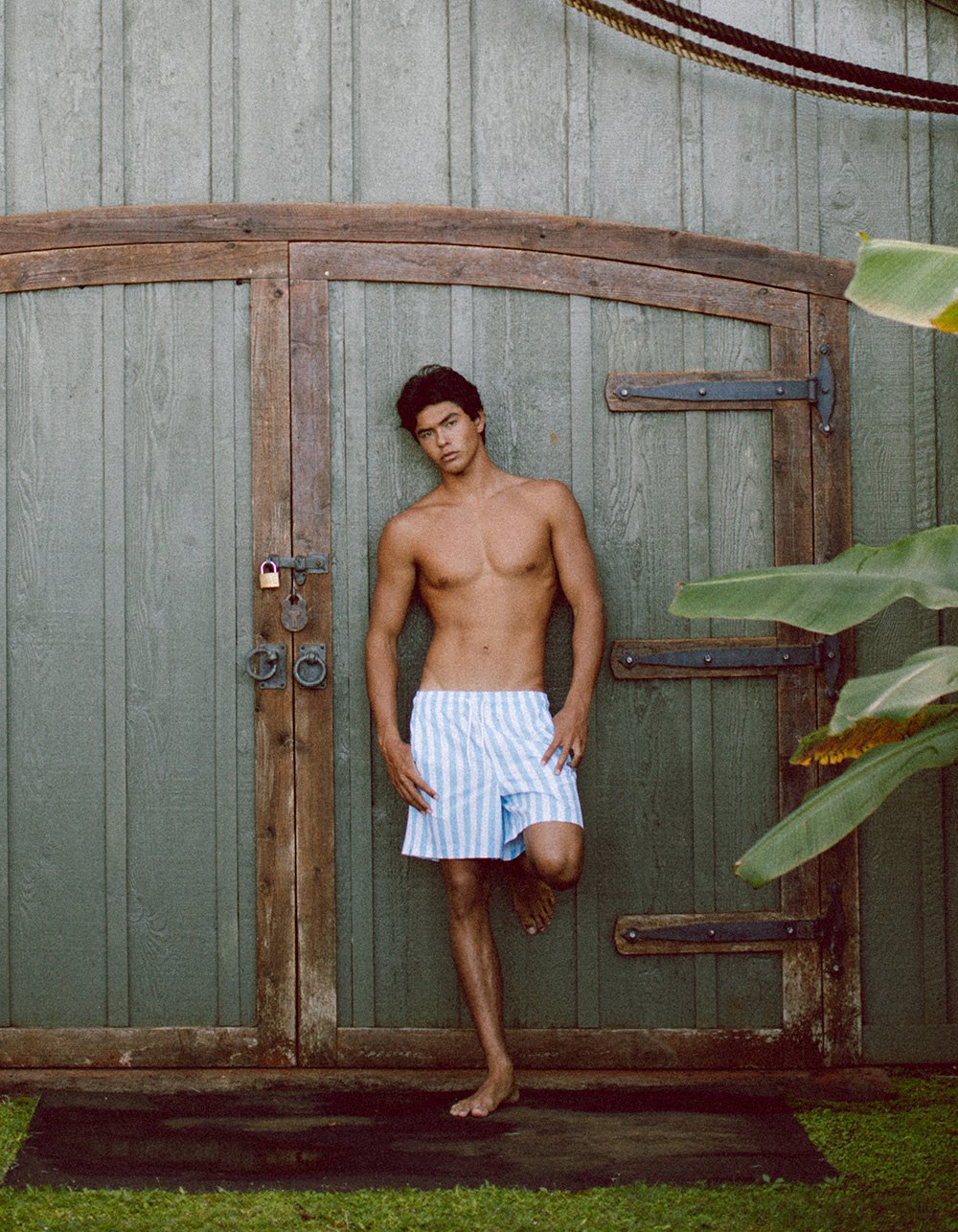 RSQ Mens 6.5" Swim Trunks - BLUE/WHT