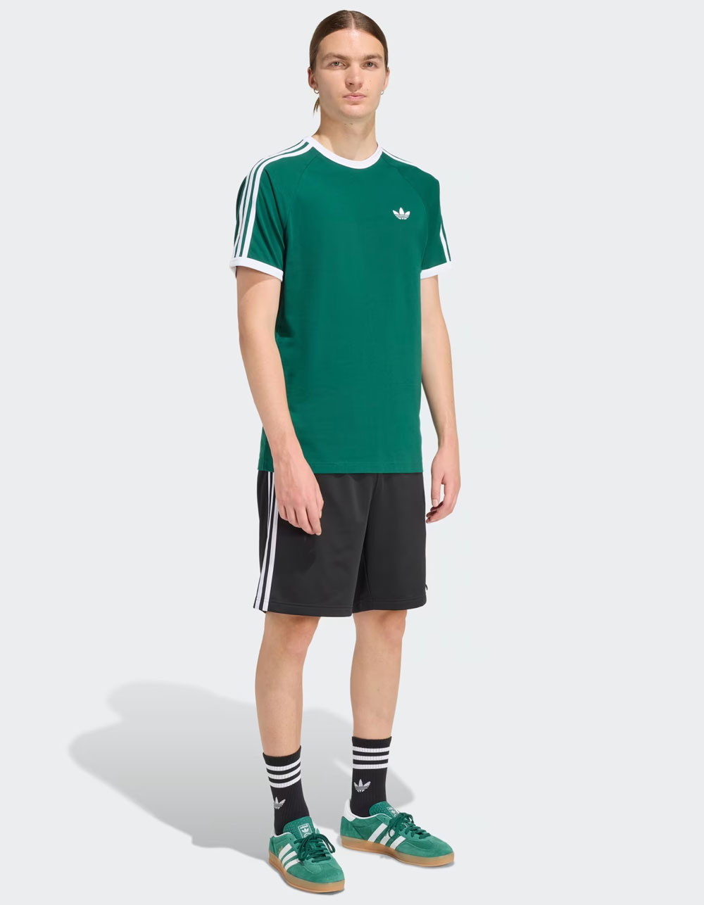 ADIDAS Originals Adicolor Classic 3-Stripes Mens Slim Fit Tee - GREEN