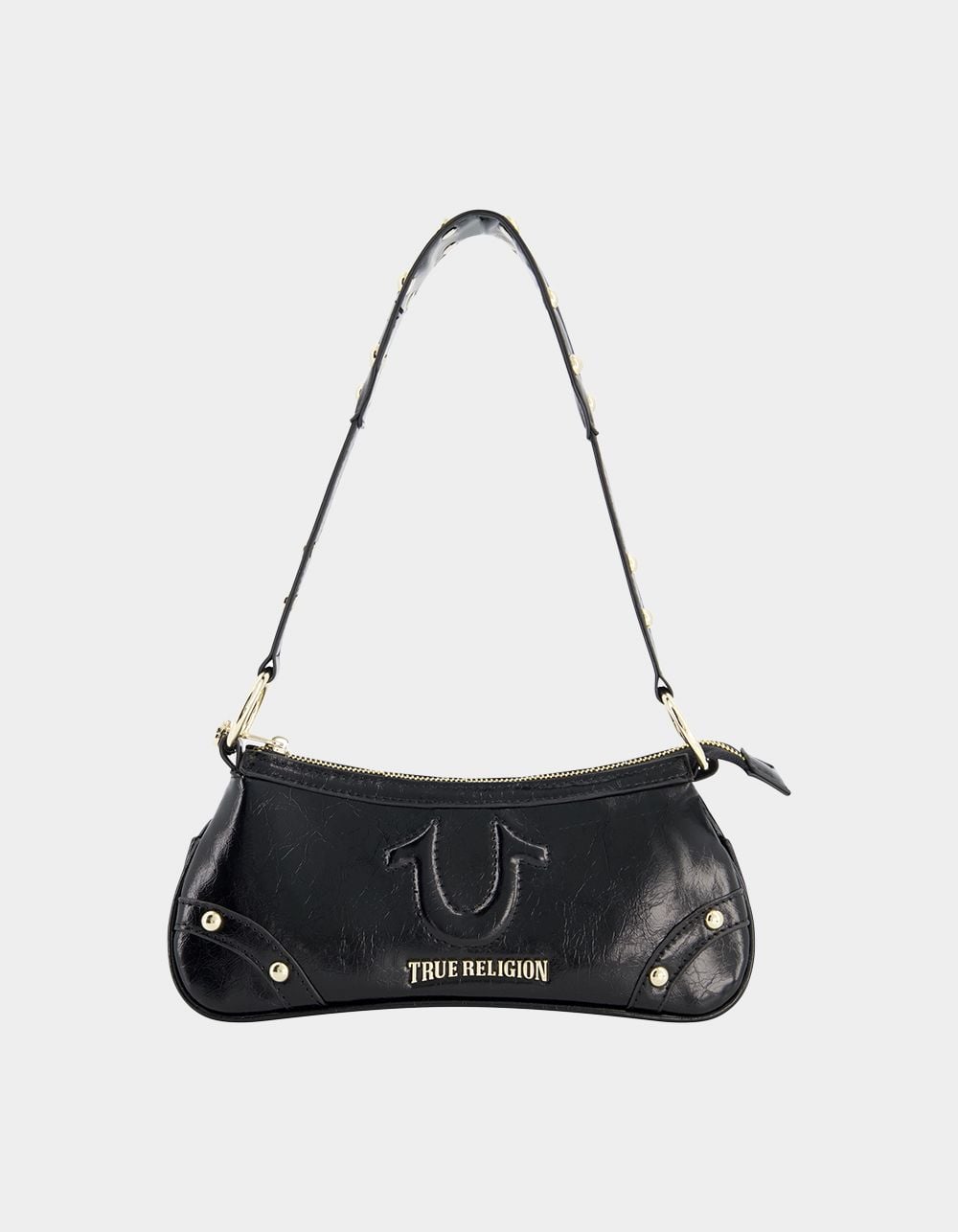TRUE RELIGION Horseshoe Hardware Shoulder Bag - BLACK