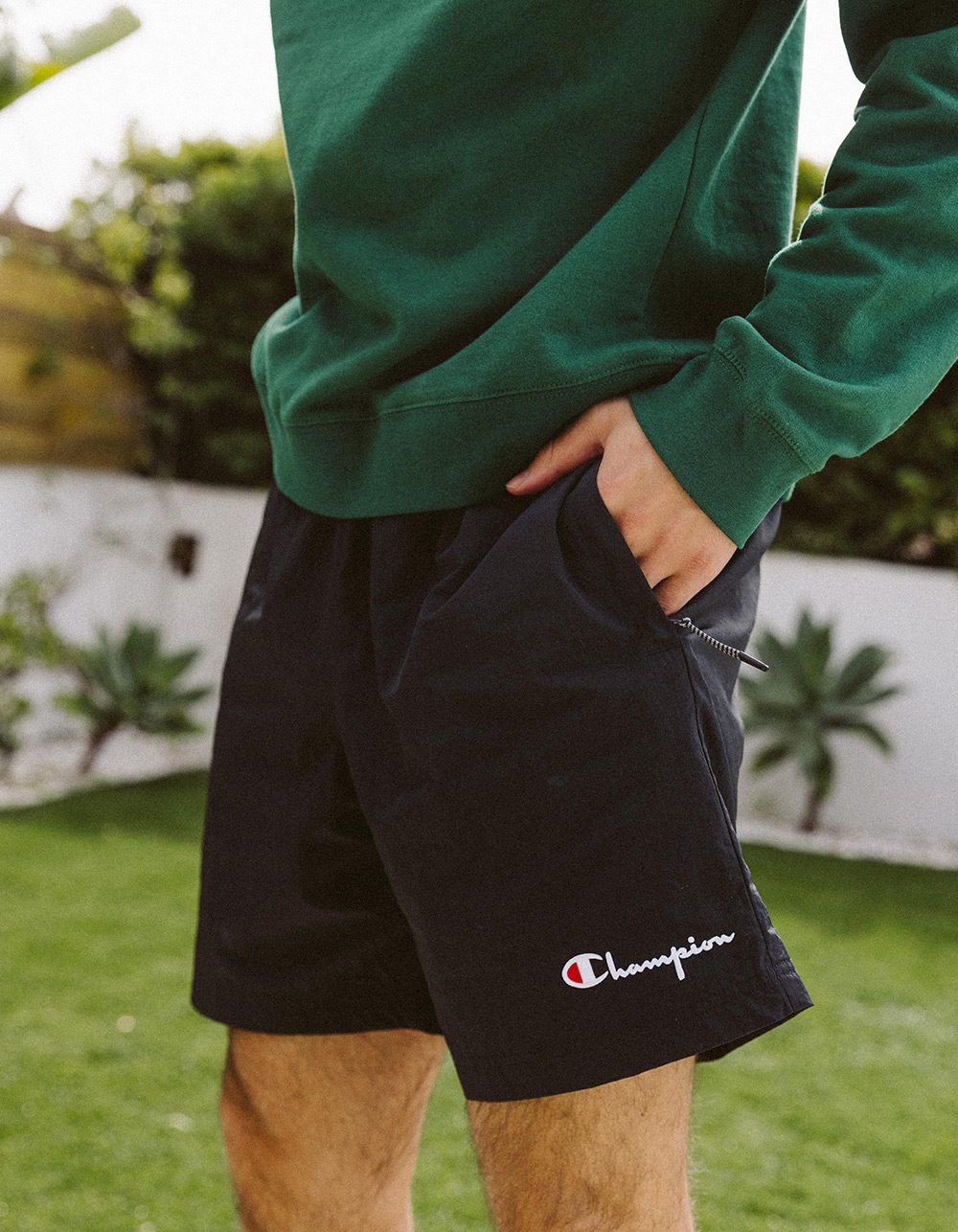Champion nylon warm-up shorts in red