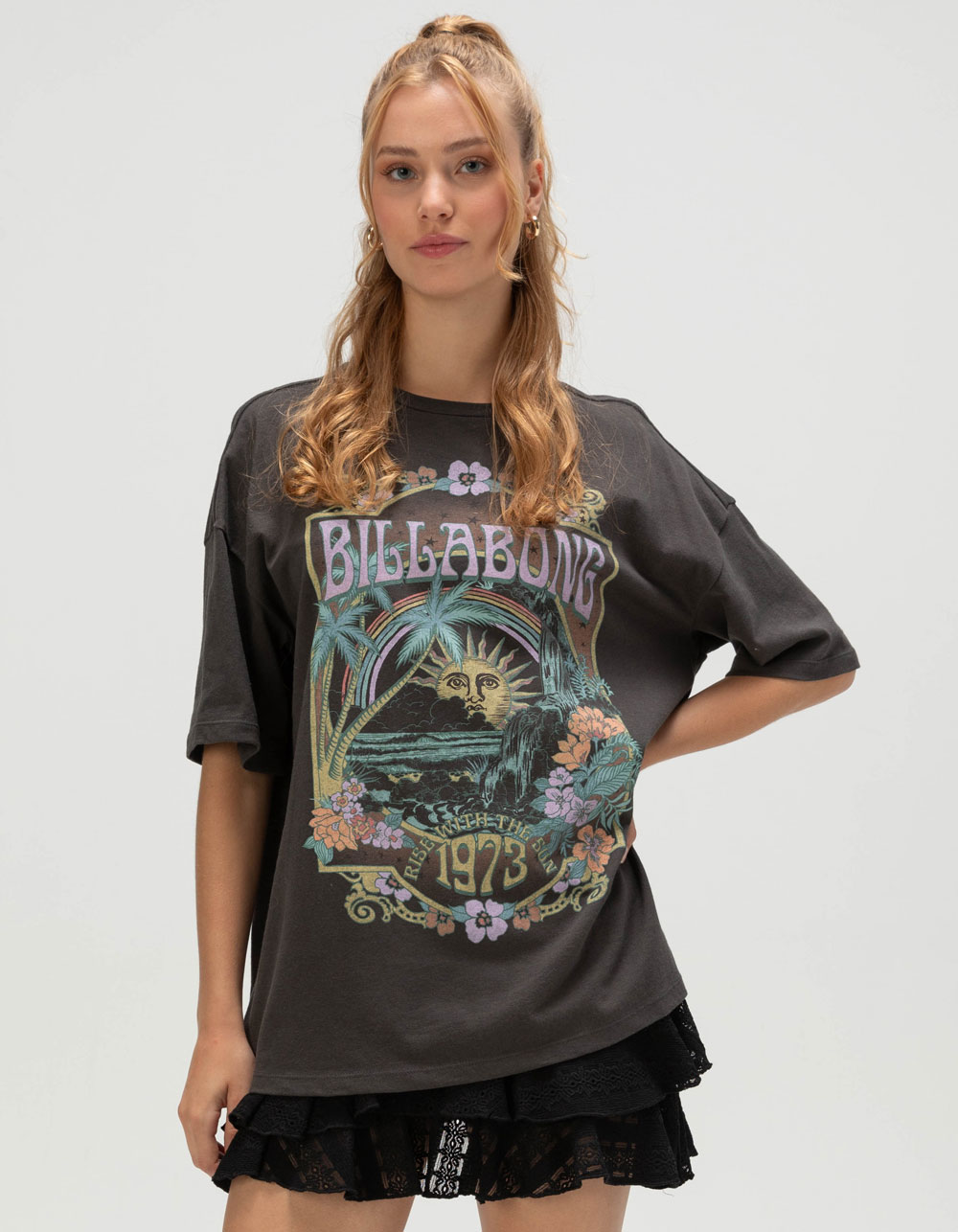 BILLABONG Counting Womens Boyfriend Tee - BLACK