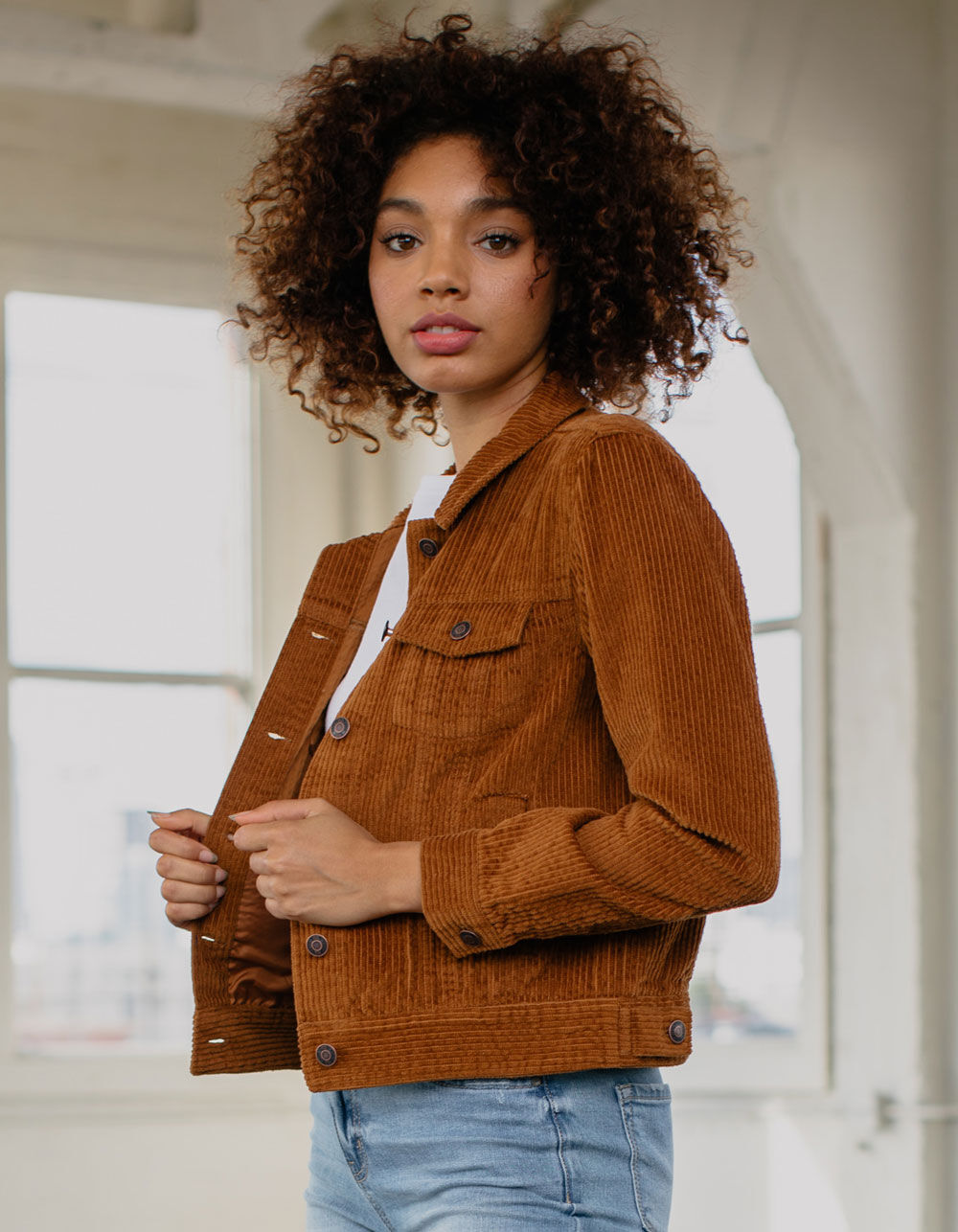 RSQ Camel Womens Corduroy Jacket image number 0
