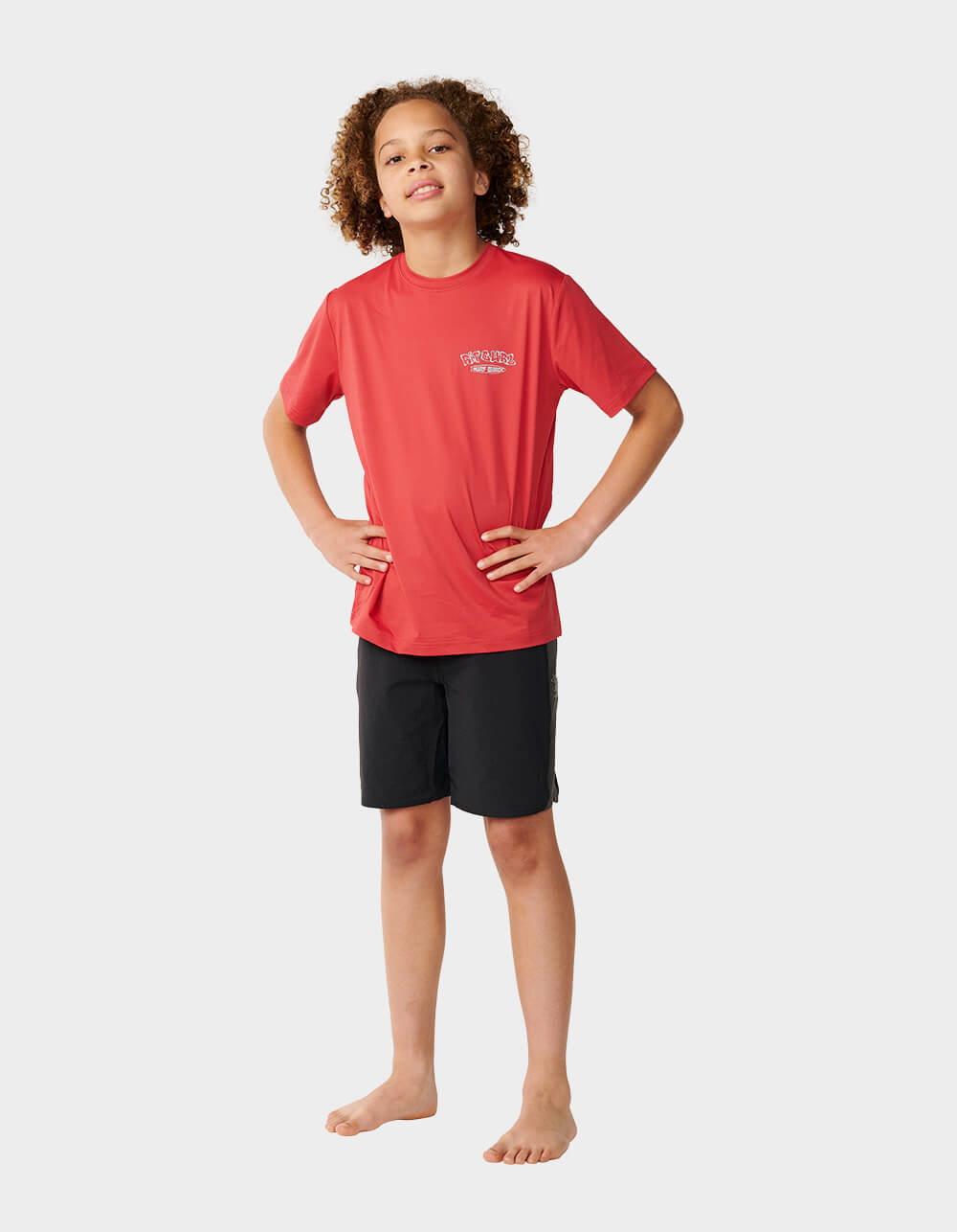 RIP CURL Surf Shack UPF Boys Short Sleeve Tee - RED