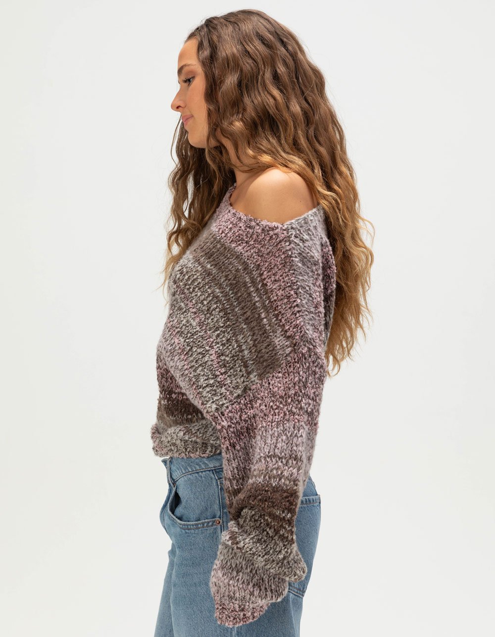 RSQ Womens Space Dye Sweater - PINK COMBO