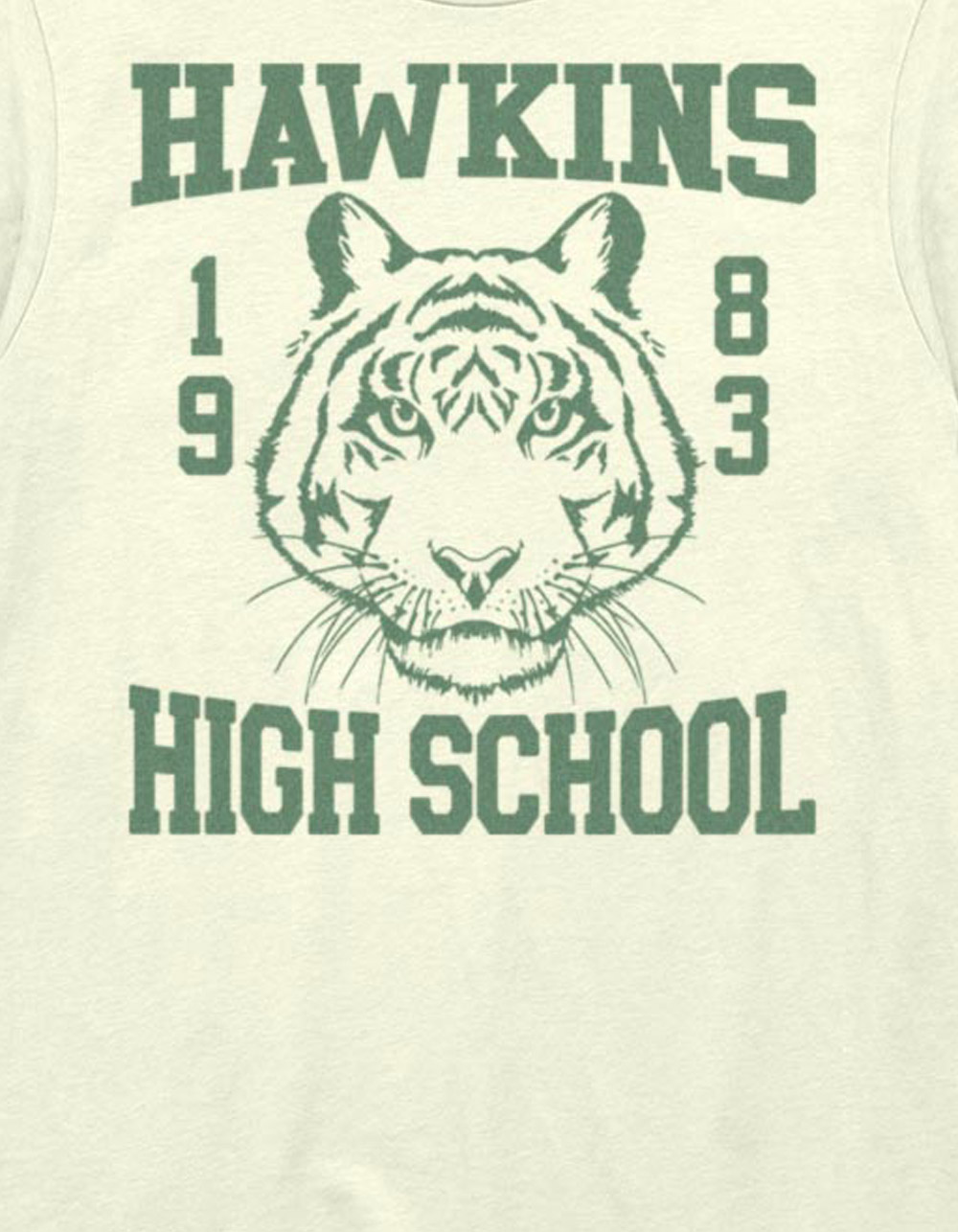 STRANGER THINGS Hawkins High Tiger 1983 Unisex Tee - NATURAL