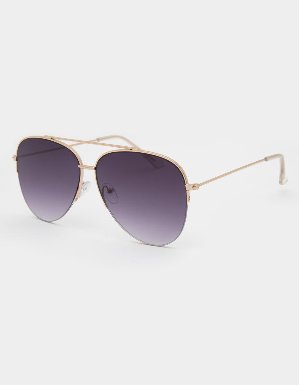 Fanfare Half Rim Aviator Sunglasses SILVER Tillys