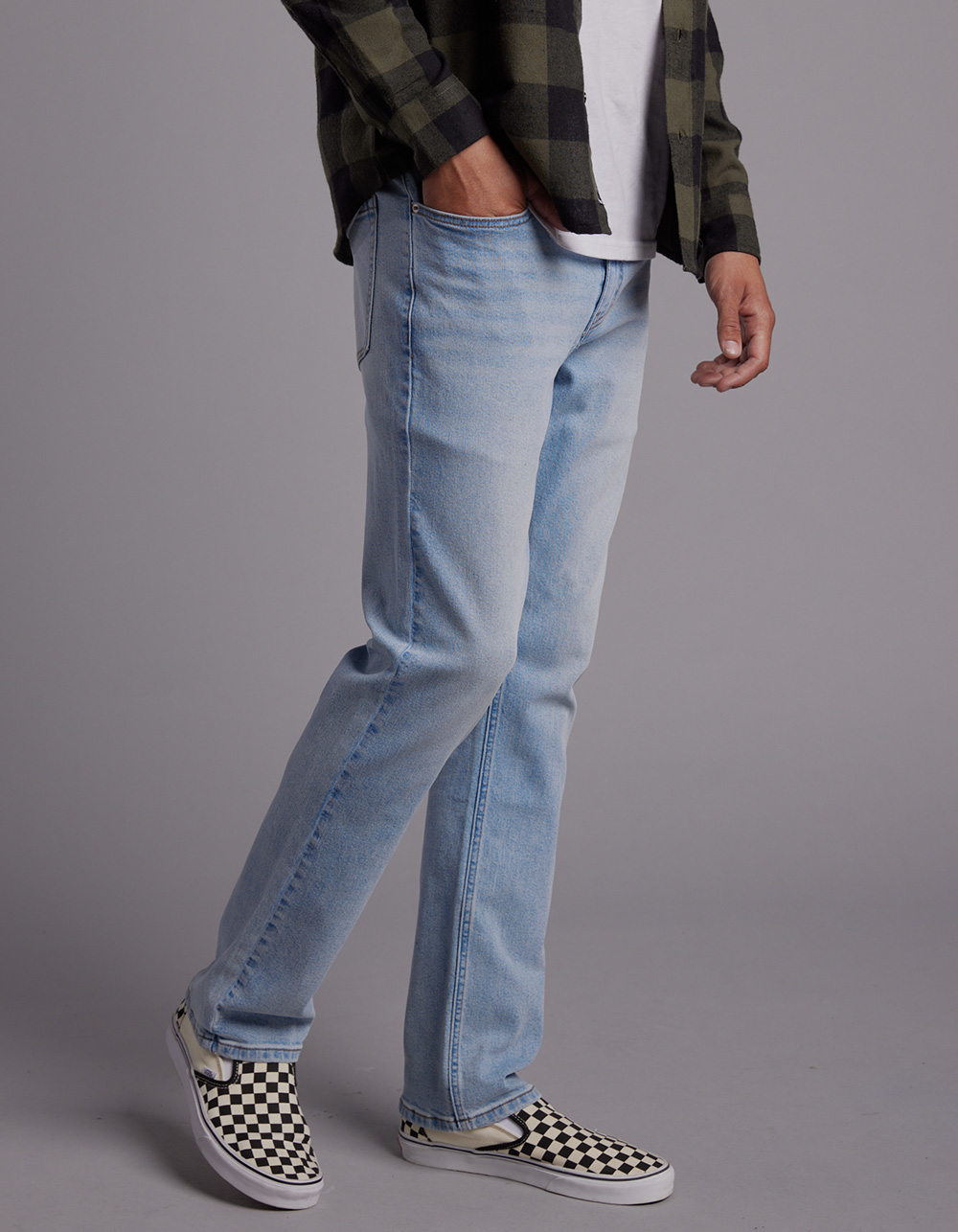 RSQ Mens Slim Straight Light Stone Denim Jeans - LT STONE